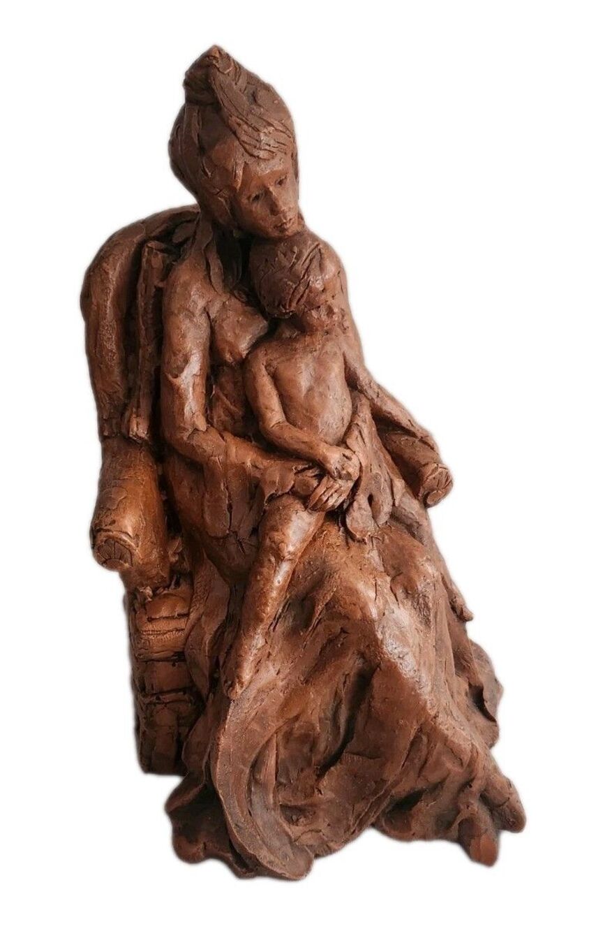 Vintage Mother and Child Sculpture Signed Sc